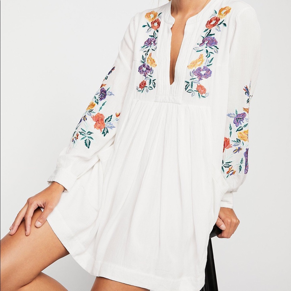 Free People Mia Embroidered Minidress NWOT
